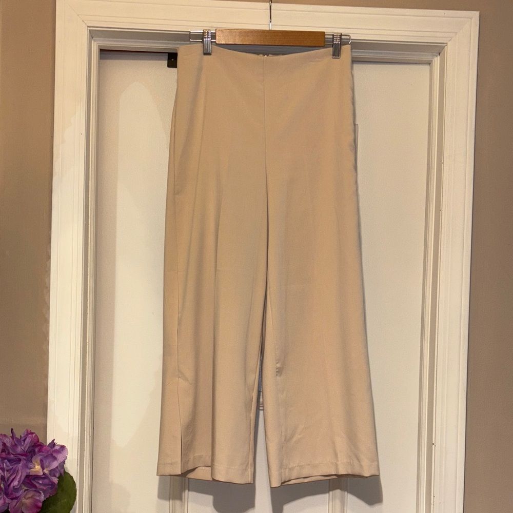 Nicole Miller Cream Wide Leg Palazzo Crepe Pants - Size 4